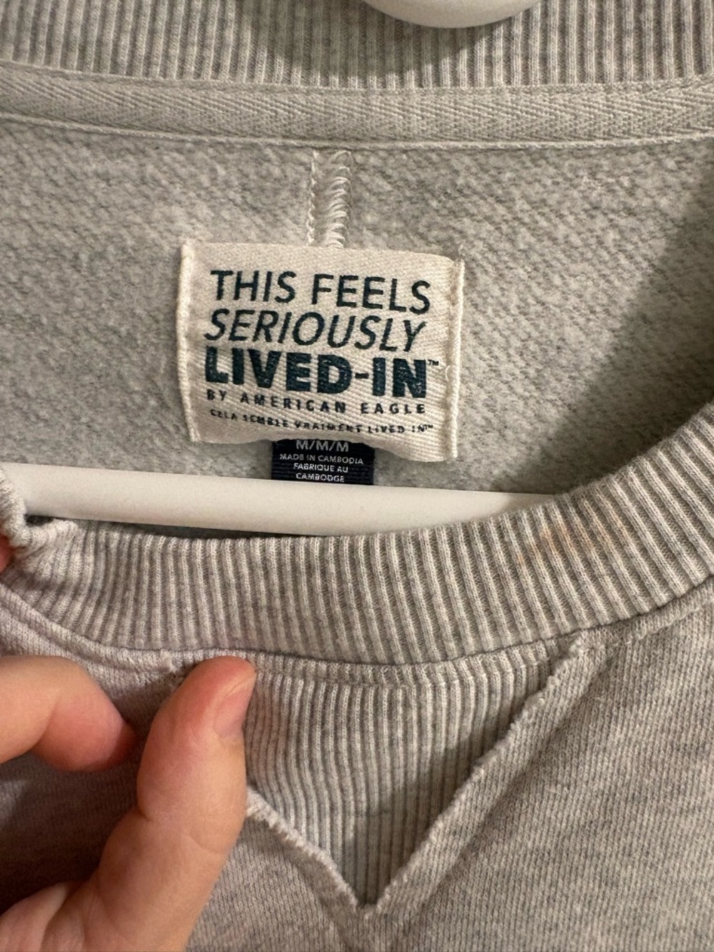 American Eagle Outfitters Light Gray 'Lived-In' Crewneck Sweatshirt - Picture 2 of 3